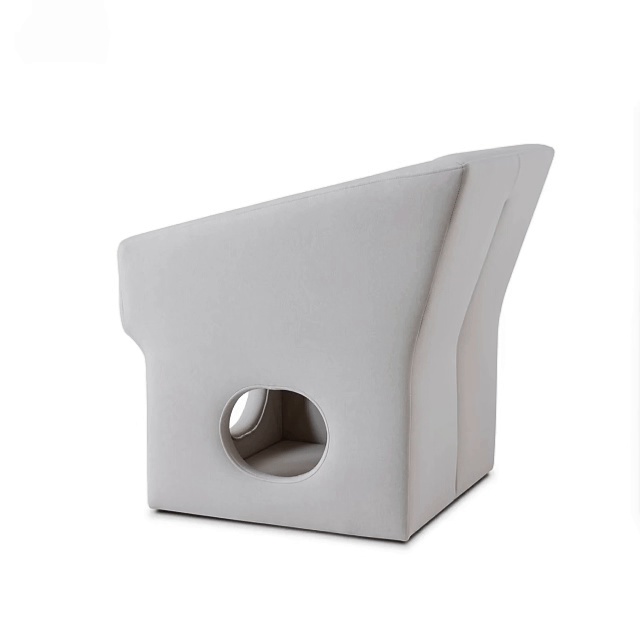 Detail view of Perch Accent Chair with built-in cat hideaway