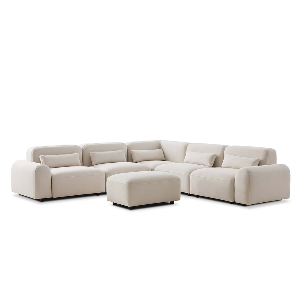 Claw 6-Piece  L-Shaped Sectional with Ottoman 116"