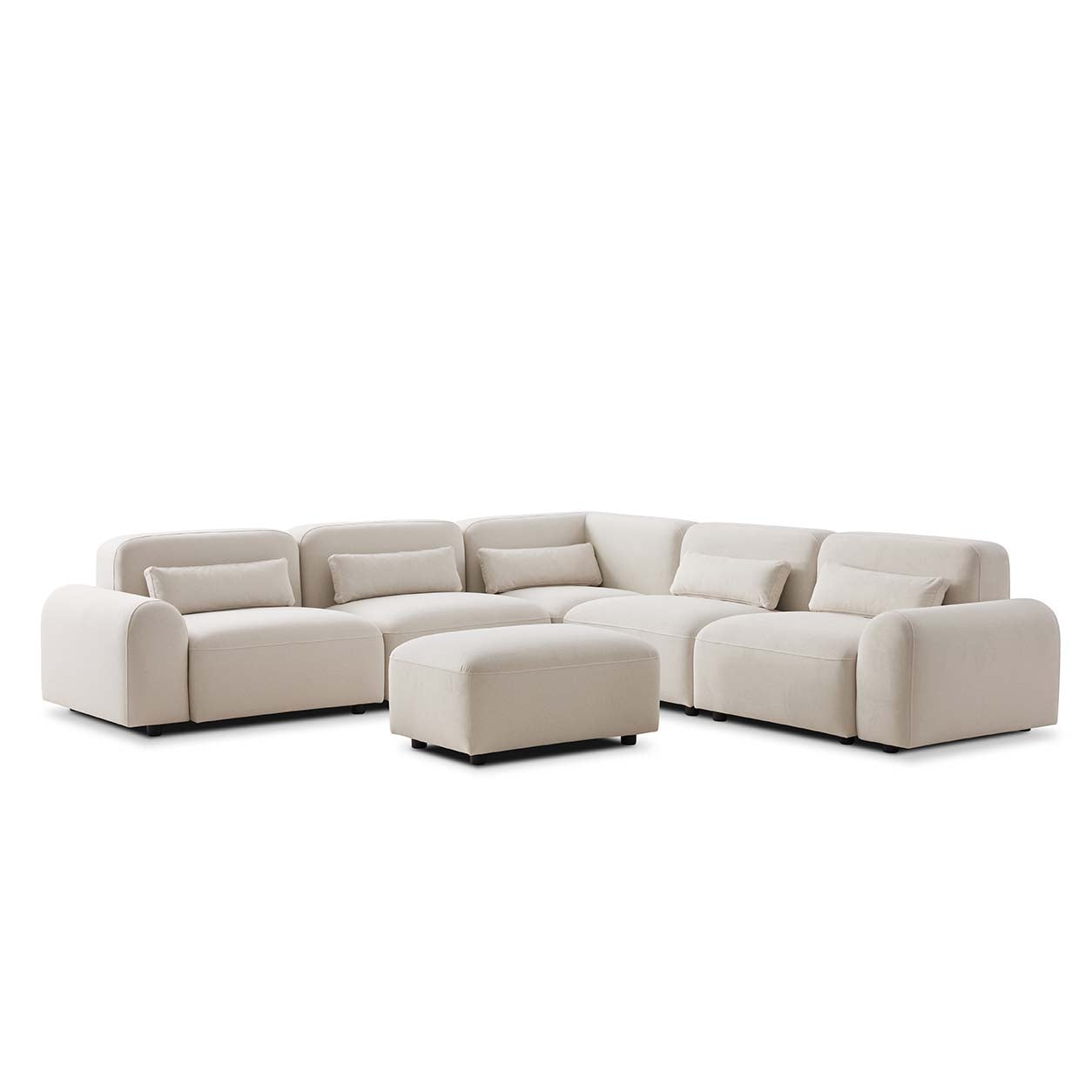 Claw 6-Piece  L-Shaped Sectional with Ottoman 116"