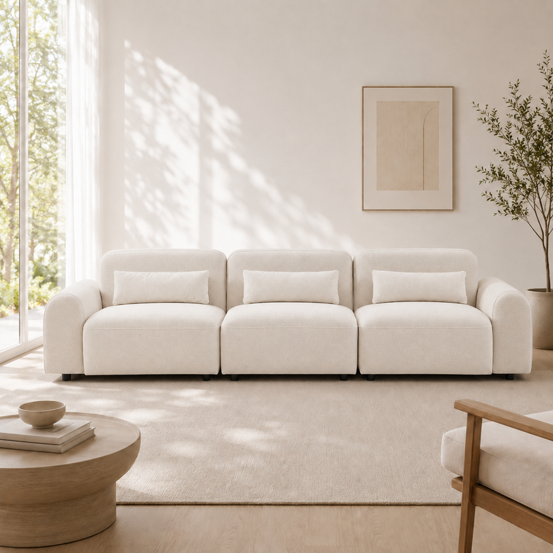 Cat-friendly modular sofa in a bright modern living room